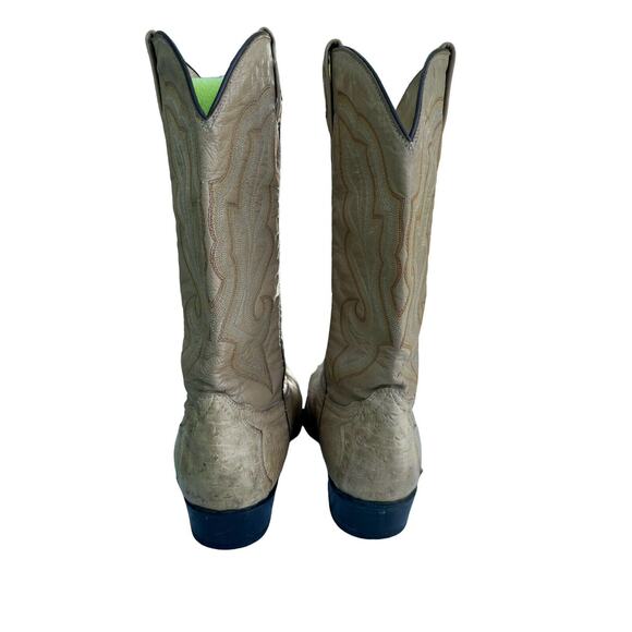 El General Ostrich Leather Western Cowboy Boots Mens Size 26.5 - Picture 6 of 9